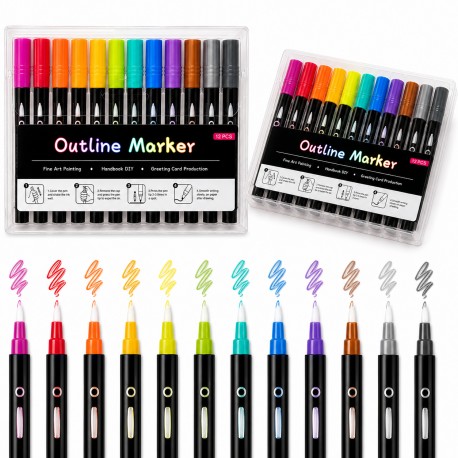 Набор контурных маркеров Outline Marker, 12 цветов