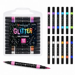 Набор двухсторонних глиттерных маркеров Glitter Dual Tip Markers, 12 цветов